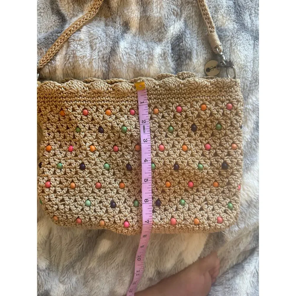 The Sak Weave‎ Beaded Small Crossbody Bag Crochet Woven Vacation Natural